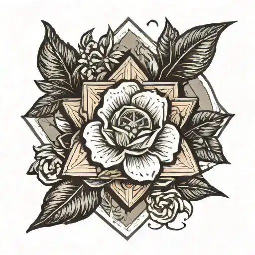 Clementine Flower Surrounded By Deathly Hallows Symbol