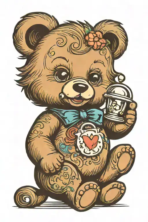 Cute Baby Girl Bear With A Pacifier