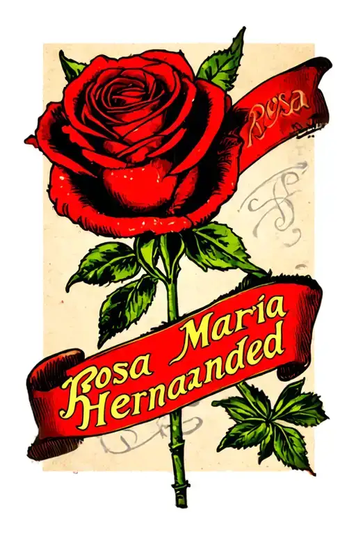 The Name Rosa Maria Hernandez With A Rose Intertwined With The Name
