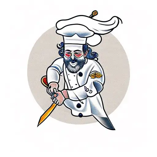A Brave Male Chef And Cooking Knife