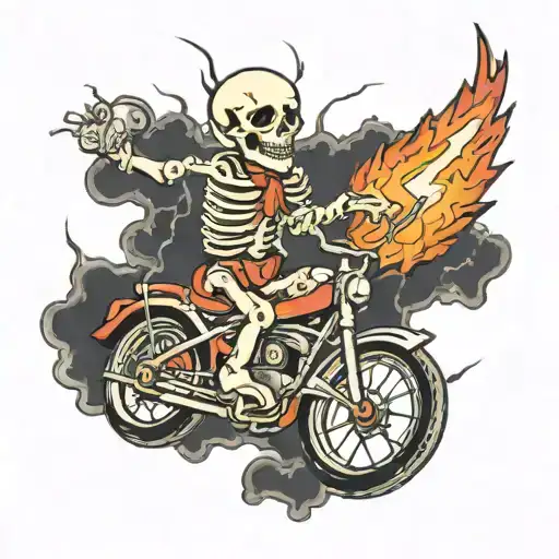 Skeleton Riding A Lightning Bult