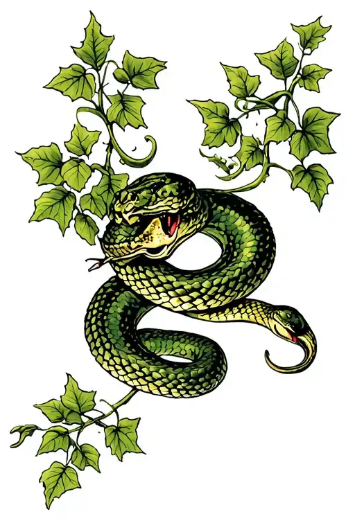 Vine And Ivy With Snake Wrapped