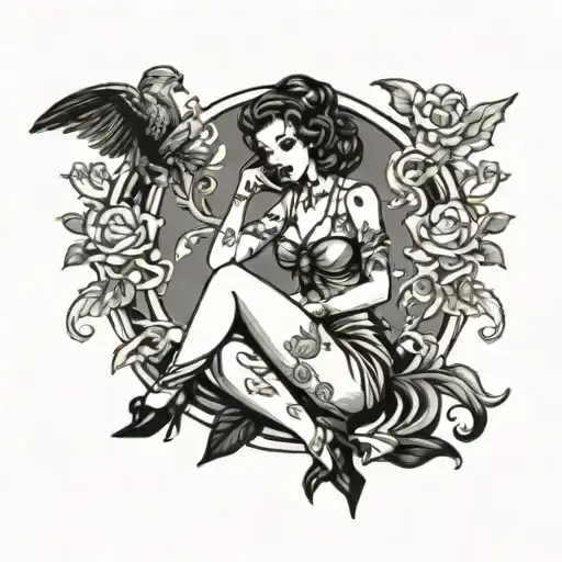 Gothic Pin Up Girls Sitting
