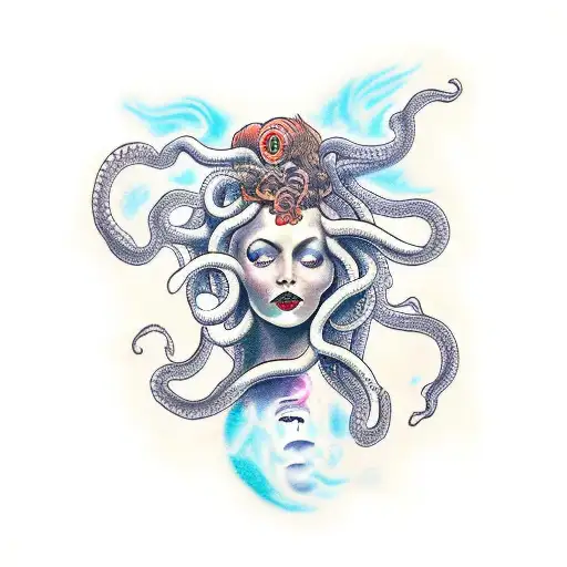 Medusa With Fire And A Sun