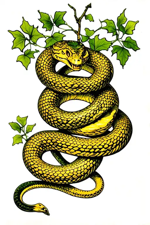 Vine And Ivy With Yello Snake Wrapped Round