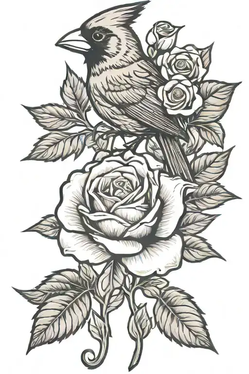 Cardinal With A Rose