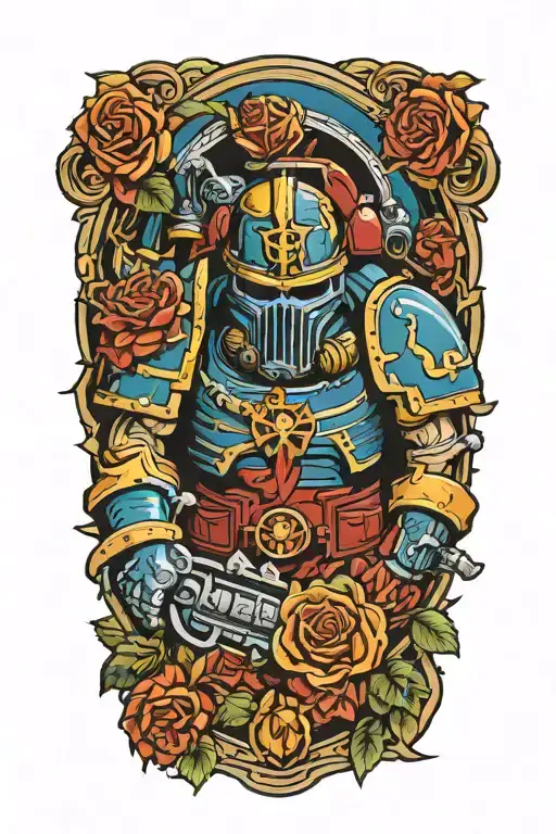 Space Marine Warhammer 40K Space Marine Doom Slayer Rosen Schriftzug