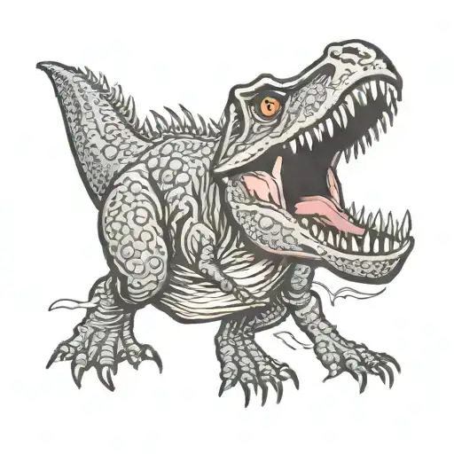 A Black T-rex Who Spits Out A Little Bag