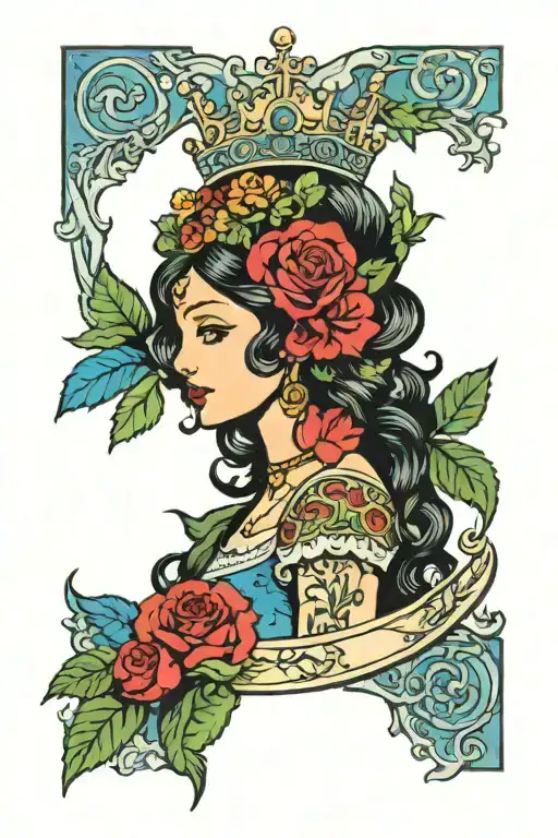 Tarot Card Princess With Floral Crown