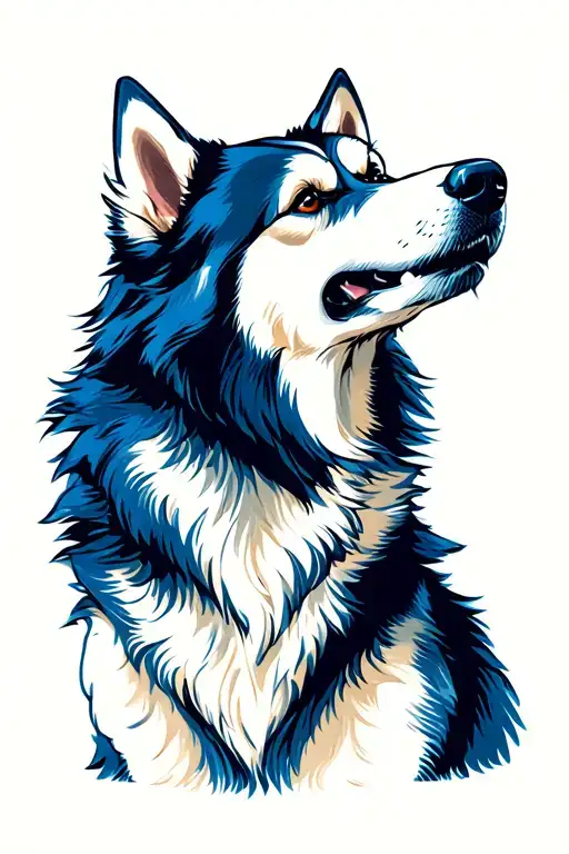 Blue And White Furry Were Husky Howling