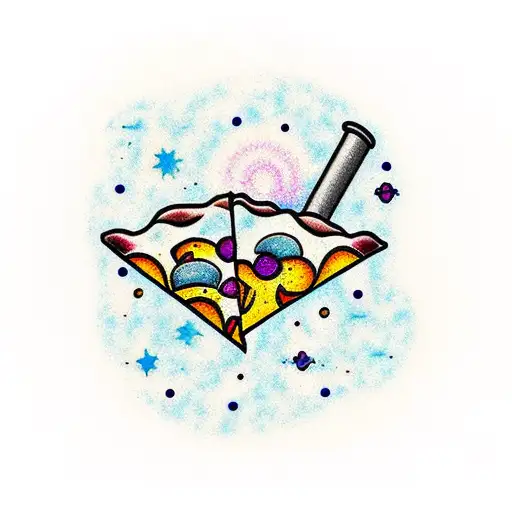 Slice Of Pizza With A Galaxy Inside Thc Molecule Constellation