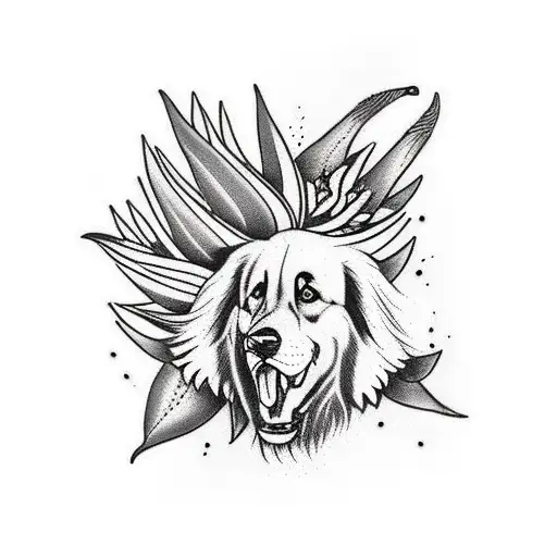 A Leonberg With Bird Of Paradise Flowers