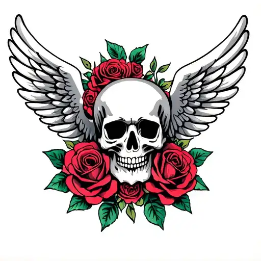 Skull And Roses And Wings