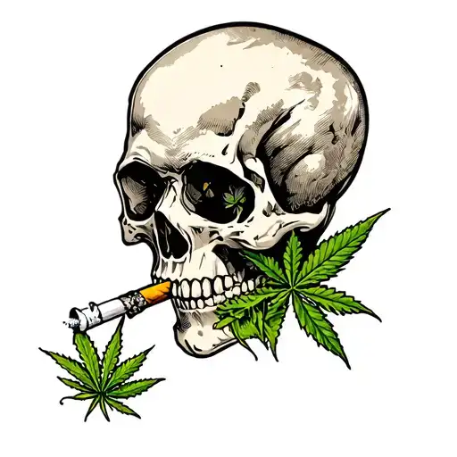 Skull Smoking Weed Joint