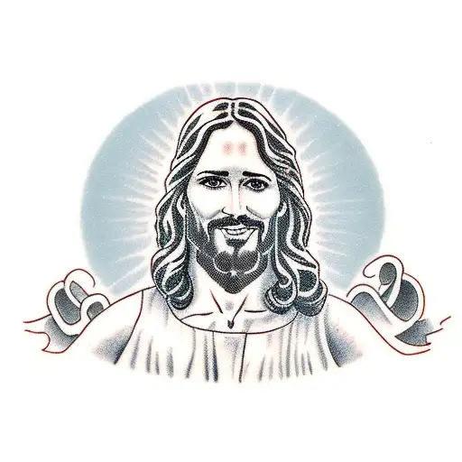 Jesus Holding A Banner Of Land