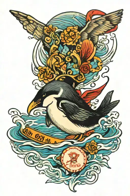 Penguin Winning A Swimming Race