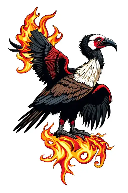 Traditional Design Of The Andean Condor With Fire