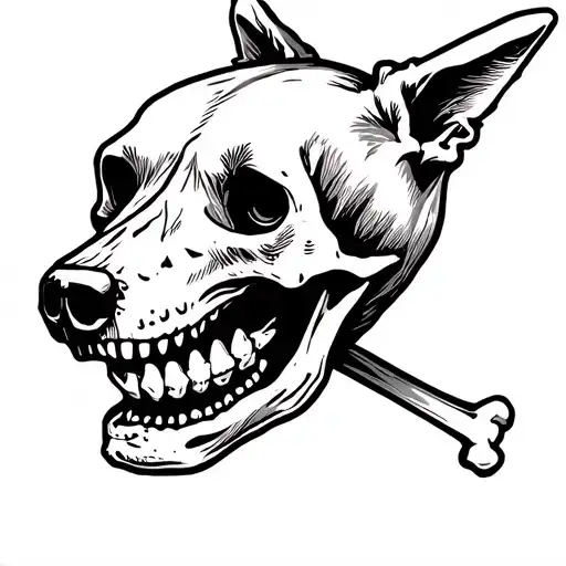 Jolly Roger Kelpie Dog Head Skull With The Bones In Dogs Teeth And Make The Teeth Pointed