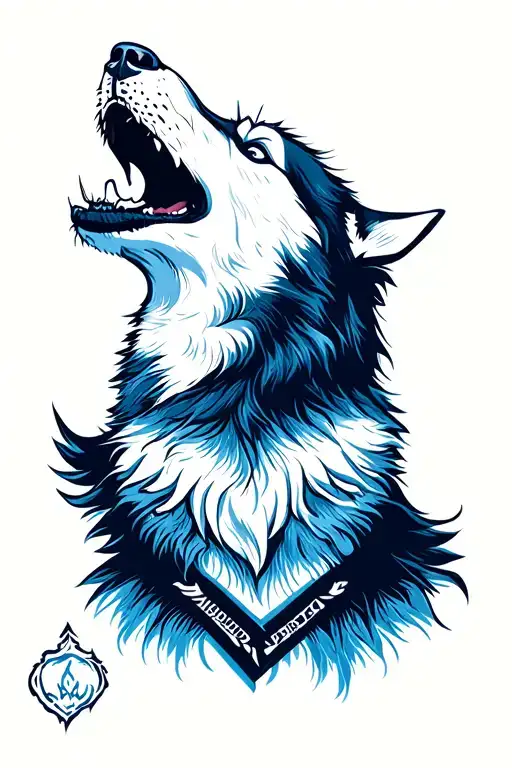 Blue And White Werewolf Husky Howling