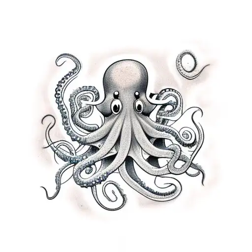 Octopus With Poppies And Lupin Flowers