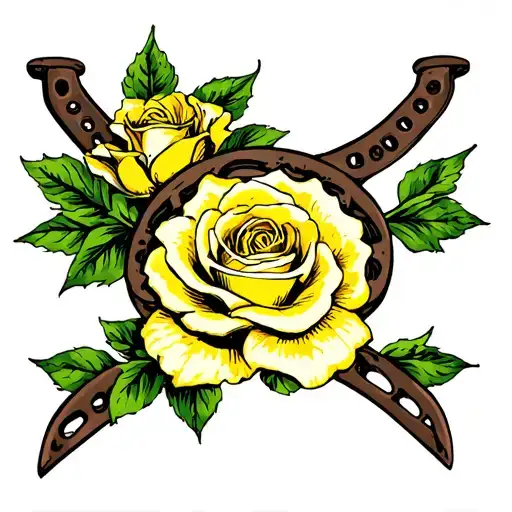 Horse Shoe And Yellow Rose
