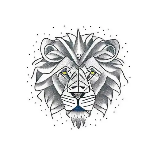 Lion With African Continent And Space And Traveling