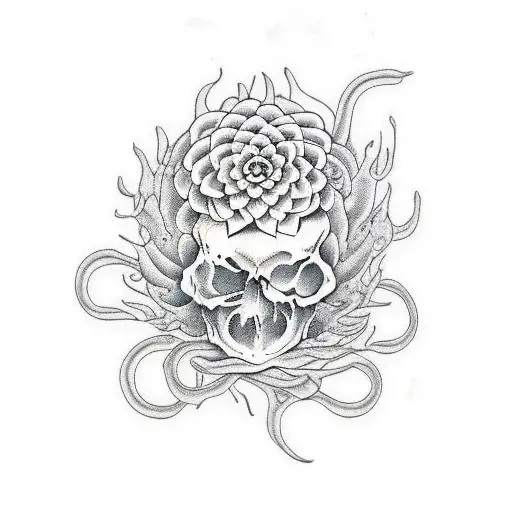 Women With Chrysanthemum Snake Skull