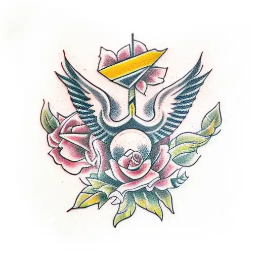 Arrow And Flowers And Wings