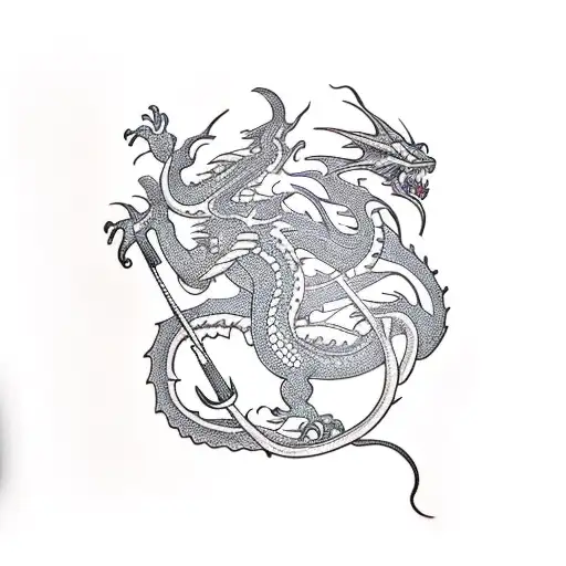 A Traditional-style Dragon Intertwined With The Word 'Trader' In Bold Letters