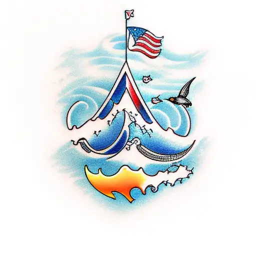 Ocean Wave With Tank And Ace Of Hearts