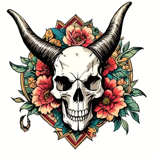 Date And Long Horn Skull