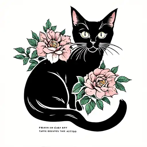 American Traditional Black Cat