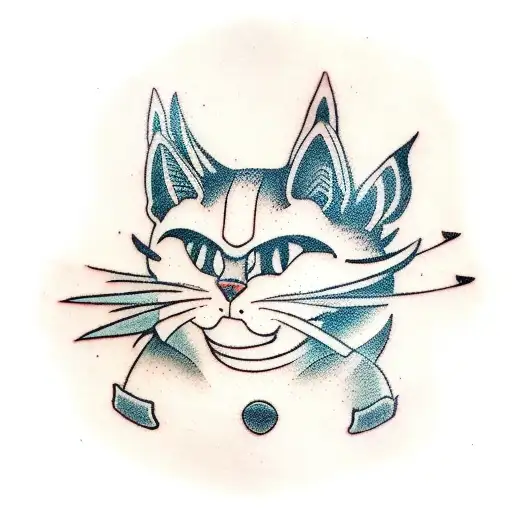 Gato Samurai Dentro De Un Rombo