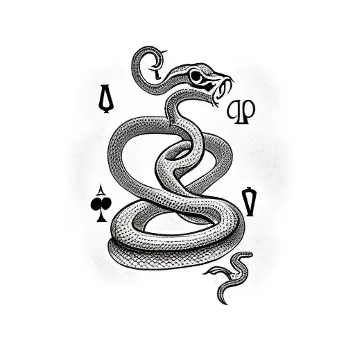 Man Holding Snake With Ace Of Hearts