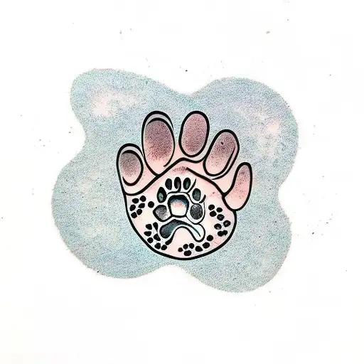 Dog Paw Print With Roots Growing Into A Flower