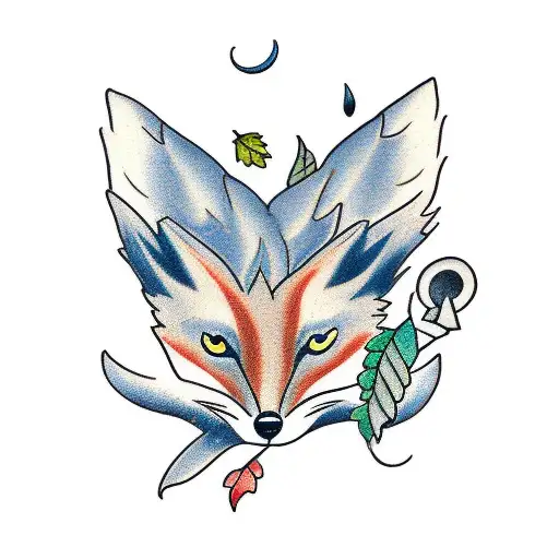 Fox With A Bluejay And Oak Leaves