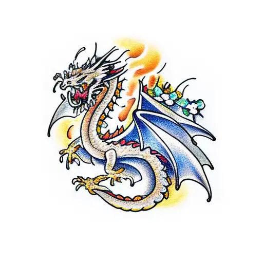 Dragon Avec Des Fleurs