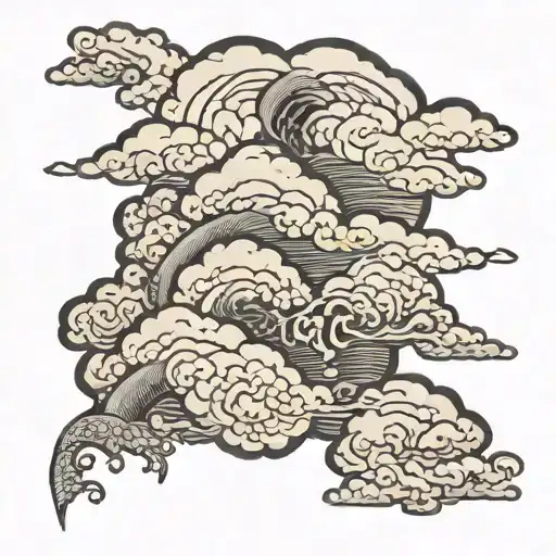Japanese Clouds Black Grey Tattoo Design