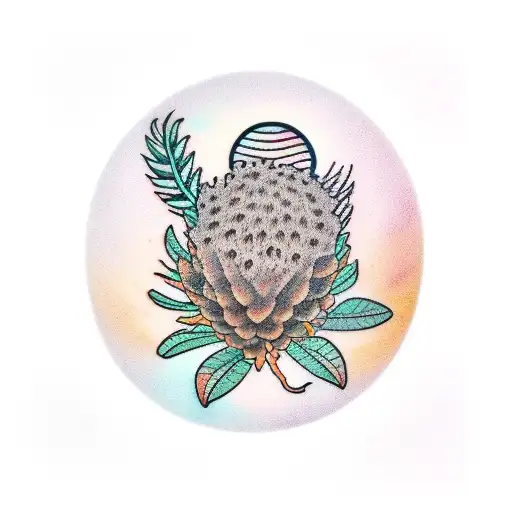 Banksia In A Window With A Moon