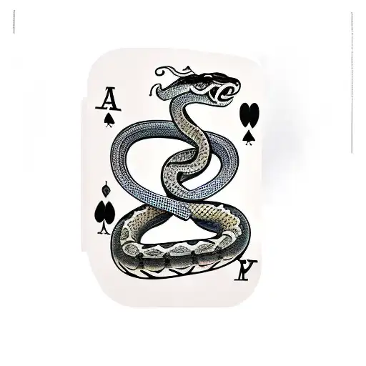 Man Holding Snake With Ace Of Hearts