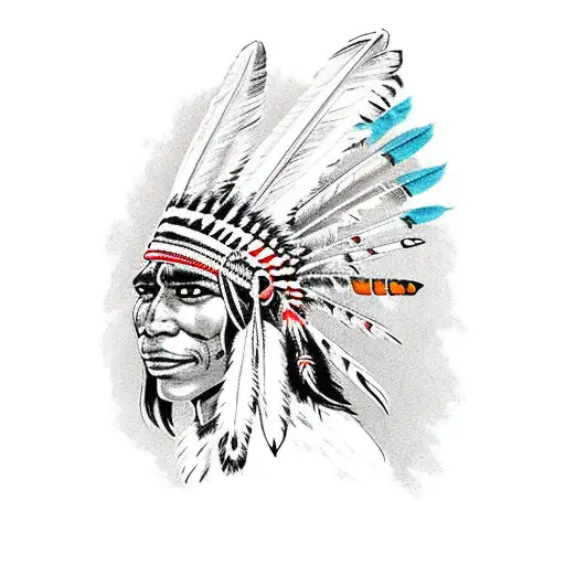 Native Indian Archer With An Eagle On His Shoulder