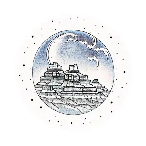 Gran Canyon Background With Cactus On Front And Moon