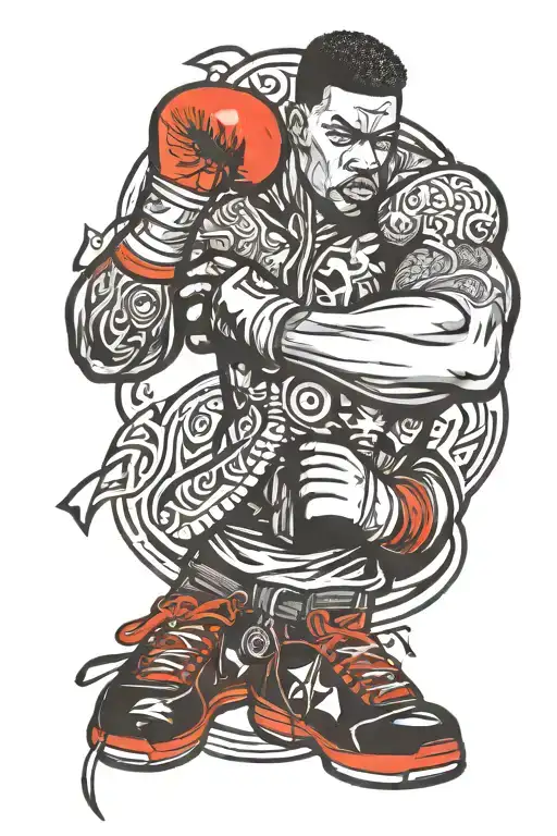 Incorporate Elements Of Hip Hop Fashion And Boxing Mma Equipment In A Tattoo Design