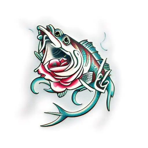 Fish On Hook With Roses