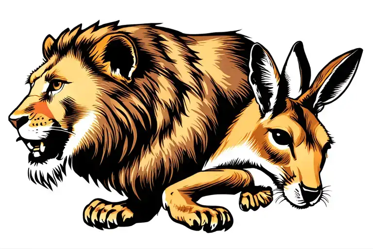 Lion And Kangaroo Blend Seamlessly