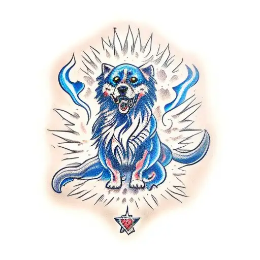 Cerberus With Blue Fire