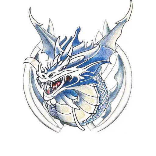 A Traditional Dragon Surrounded By Architectural Blueprints