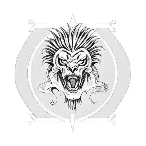 Flaming Demonic Lion Skull