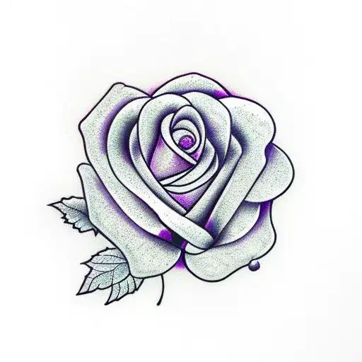 Purple Rose With 5 Leafs