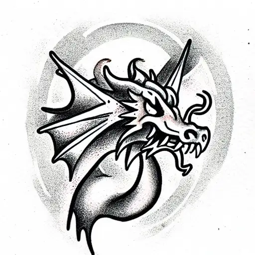 Dragon Breathes Flame On The Village Old School